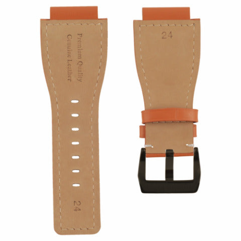 24MM LEATHER WATCH BAND STRAP SMOOTH WITH BLACK BUCKLE FOR BELL ROSS BR-01 BR-03