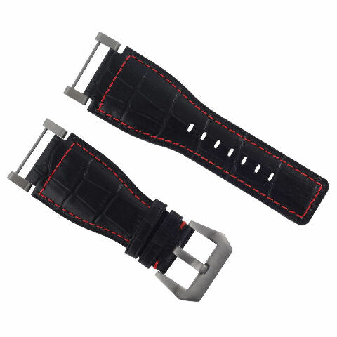 24MM GENUINE LEATHER WATCH BAND STRAP WITH STAINLESS STEEL ADAPTER FOR SUUNTO