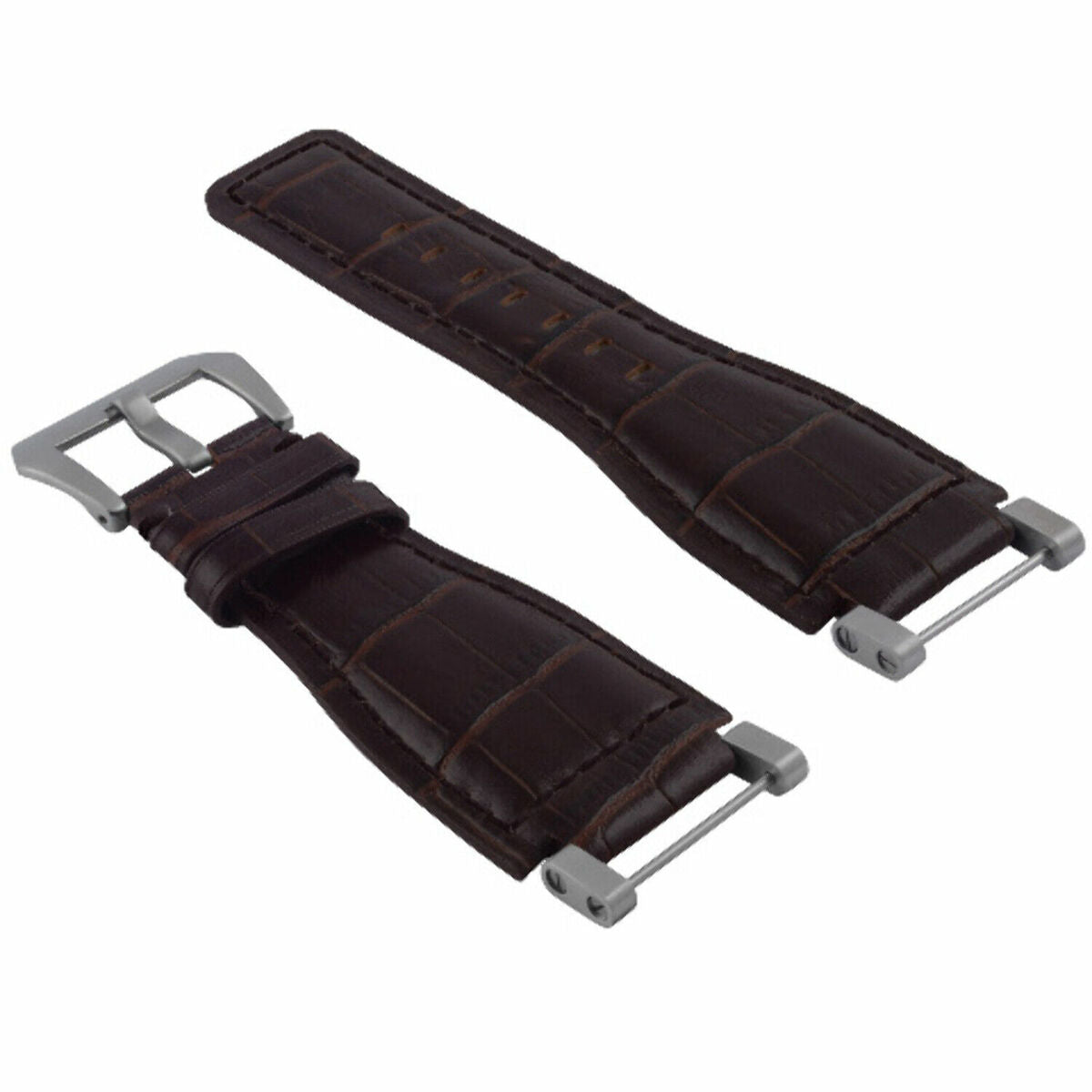 24MM GENUINE LEATHER WATCH BAND STRAP WITH STAINLESS STEEL ADAPTER FOR SUUNTO, Brown, view 2