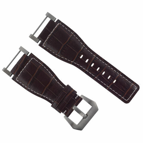 24MM GENUINE LEATHER WATCH BAND STRAP WITH STAINLESS STEEL ADAPTER FOR SUUNTO