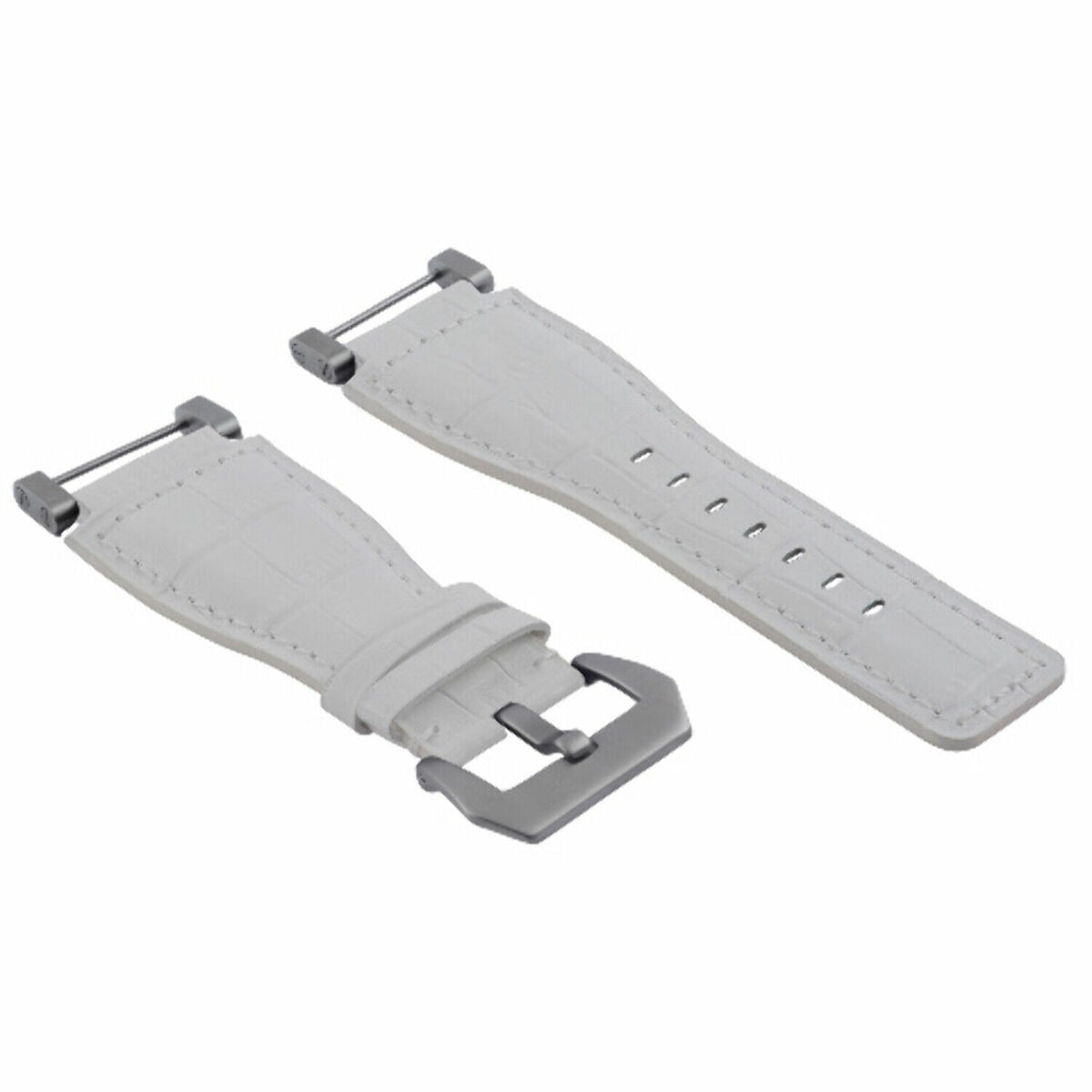 24MM GENUINE LEATHER WATCH BAND STRAP WITH STAINLESS STEEL ADAPTER FOR SUUNTO, White