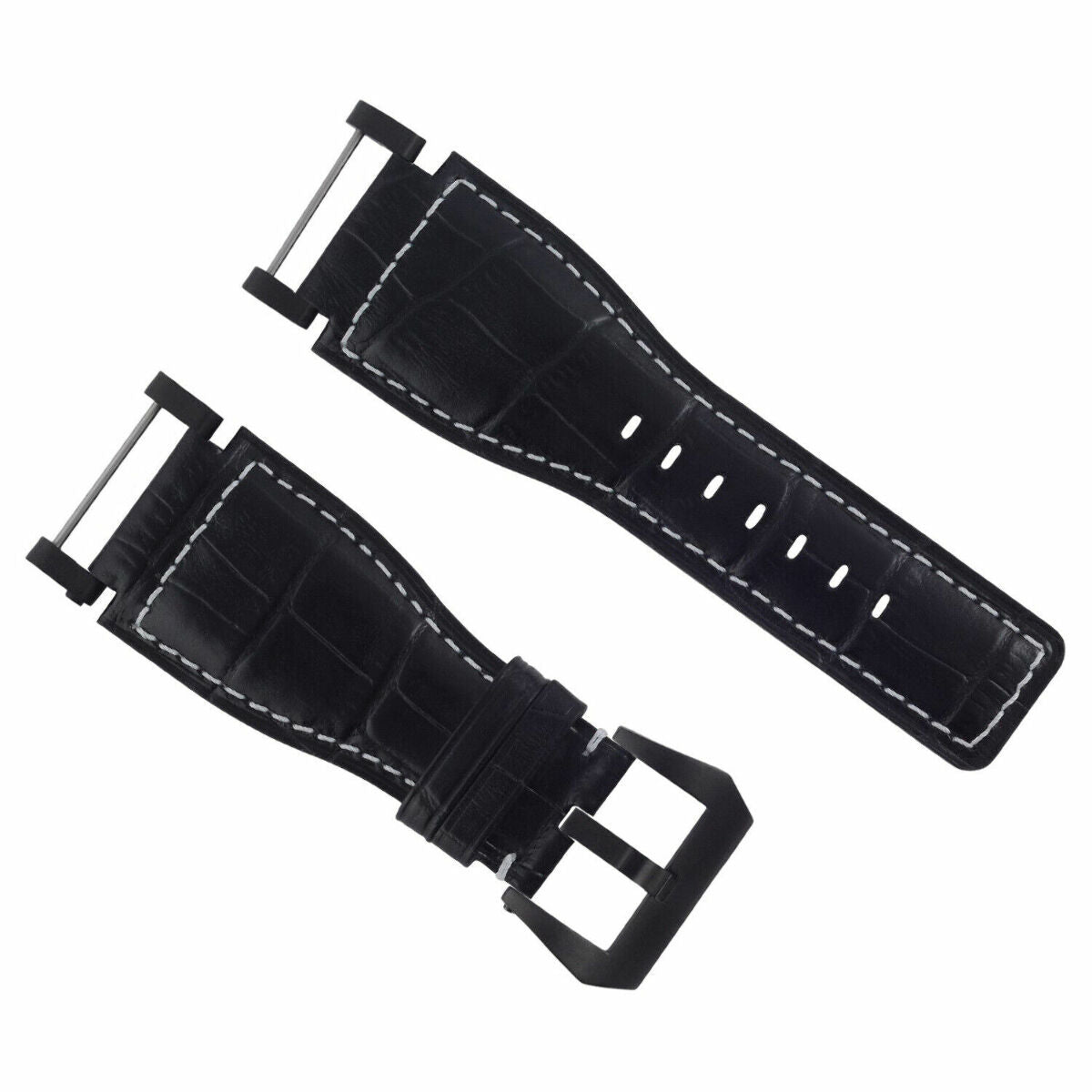 24MM REPLACEMENT LEATHER WATCH BAND STRAP WITH BLACK PVD ADAPTER FOR SUUNTO CORE