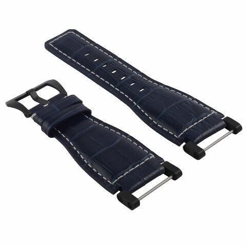 24MM REPLACEMENT LEATHER WATCH BAND STRAP WITH BLACK PVD ADAPTER FOR SUUNTO CORE