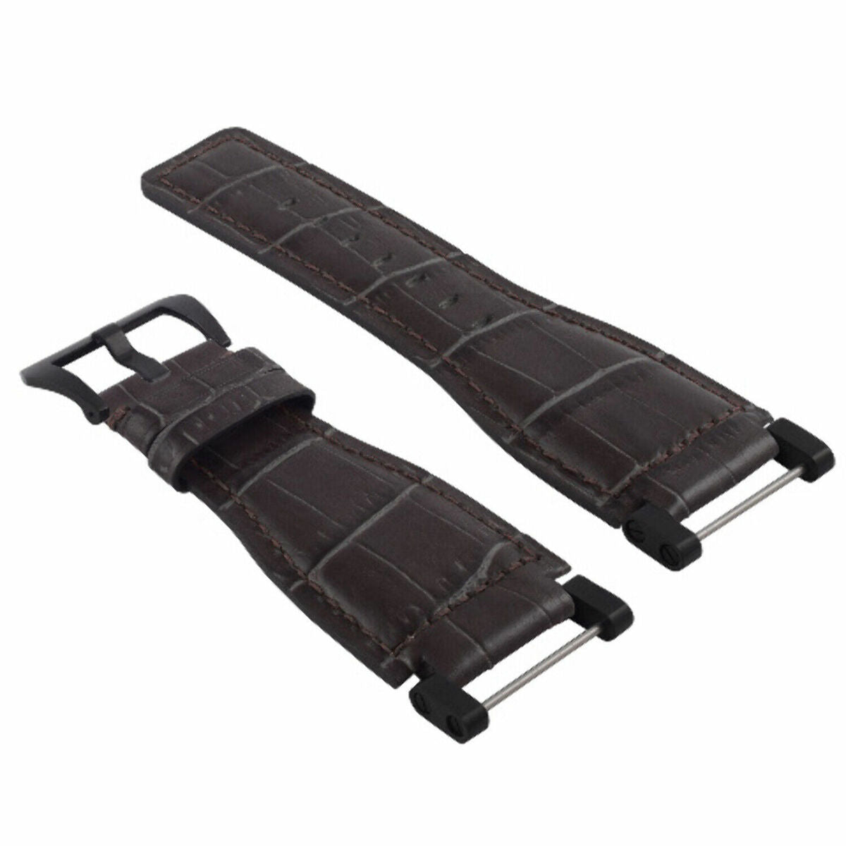 24MM REPLACEMENT LEATHER WATCH BAND STRAP WITH BLACK PVD ADAPTER FOR SUUNTO CORE, Gray, view 2