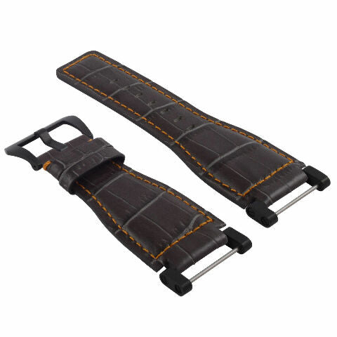 24MM REPLACEMENT LEATHER WATCH BAND STRAP WITH BLACK PVD ADAPTER FOR SUUNTO CORE