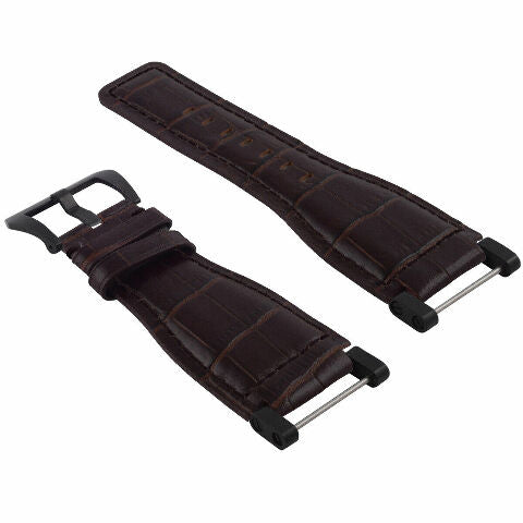 24MM FOR SUUNTO CORE REPLACEMENT LEATHER WATCH BAND STRAP WITH BLACK PVD ADAPTER