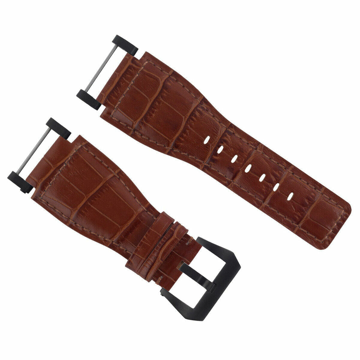 24MM REPLACEMENT LEATHER WATCH BAND STRAP WITH BLACK PVD ADAPTER FOR SUUNTO CORE, Tan, view 3