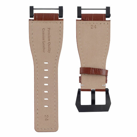 24MM FOR SUUNTO CORE REPLACEMENT LEATHER WATCH BAND STRAP WITH BLACK PVD ADAPTER