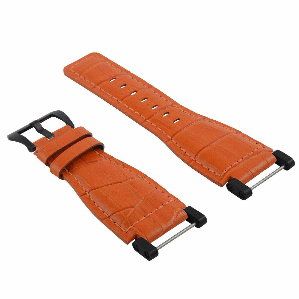 24MM REPLACEMENT LEATHER WATCH BAND STRAP WITH BLACK PVD ADAPTER FOR SUUNTO CORE