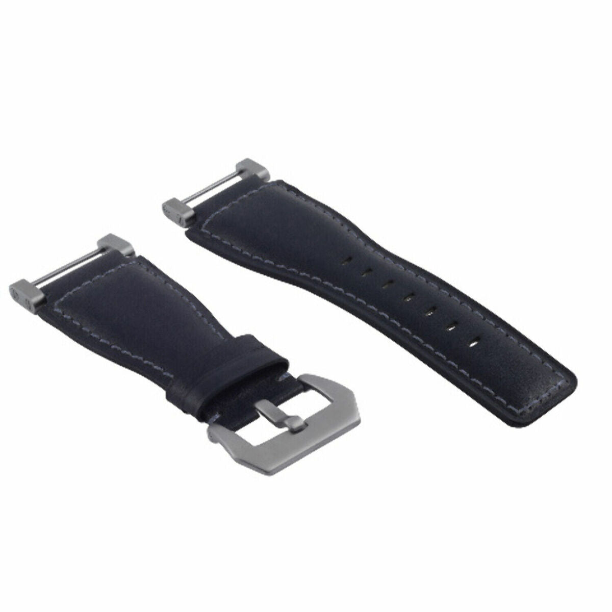 24MM LEATHER WATCH BAND STRAP SMOOTH WITH STAINLESS ADAPTER FOR SUUNTO CORE, Blue, view 2