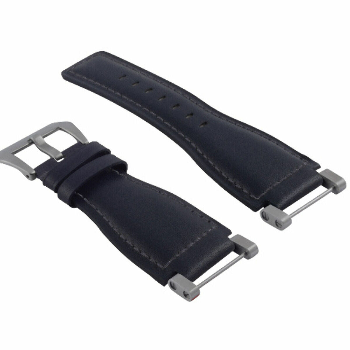 24MM LEATHER WATCH BAND STRAP SMOOTH WITH STAINLESS ADAPTER FOR SUUNTO CORE, Blue, view 3