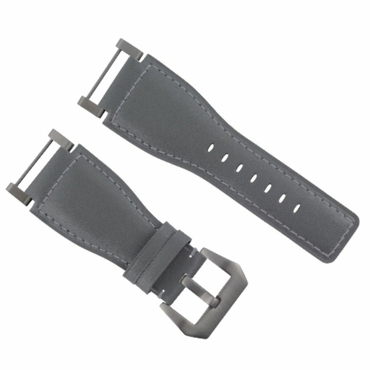 24MM LEATHER WATCH BAND STRAP SMOOTH WITH STAINLESS ADAPTER FOR SUUNTO CORE, Gray, view 3