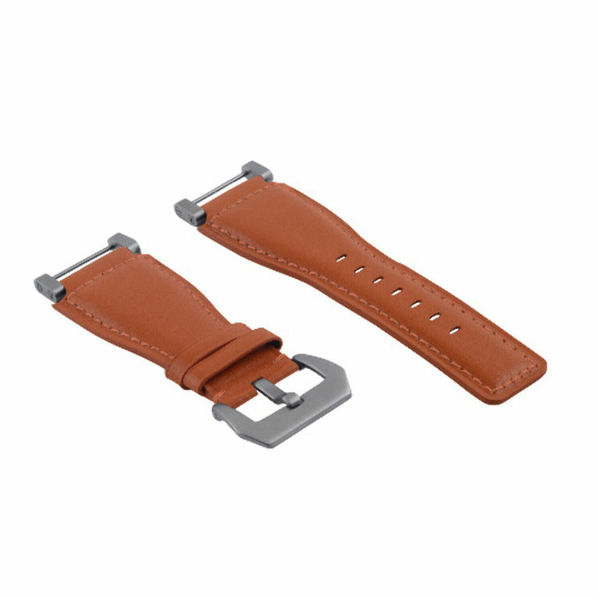 24MM LEATHER WATCH BAND STRAP SMOOTH WITH STAINLESS ADAPTER FOR SUUNTO CORE, Orange, view 2