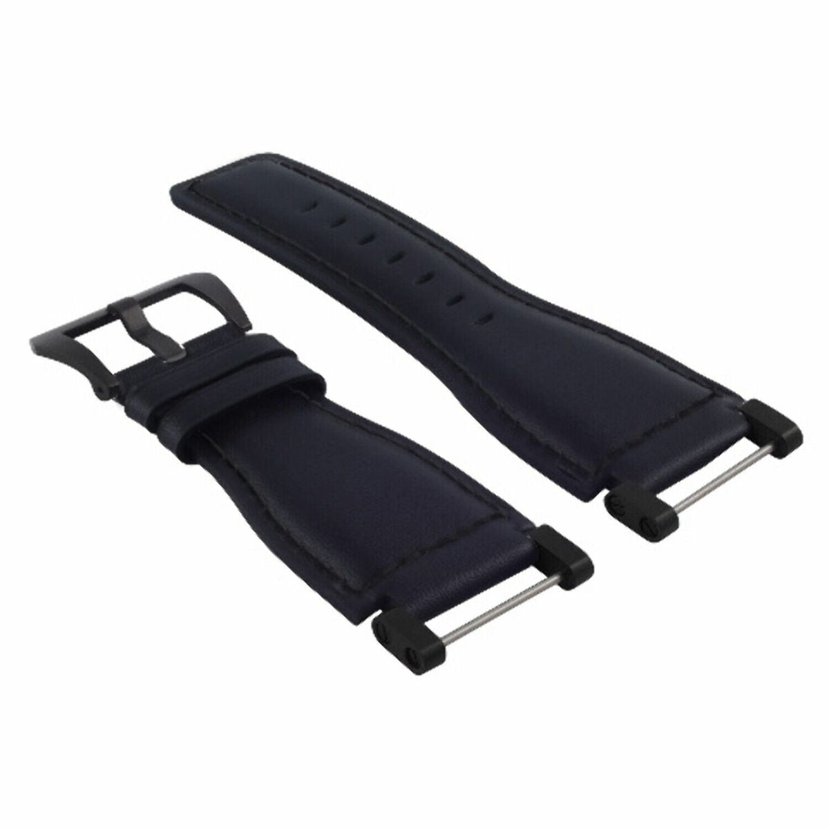 24MM FOR SUUNTO CORE REPLACEMENT SMOOTH LEATHER WATCH BAND STRAP + BLACK PVD ADAPTER