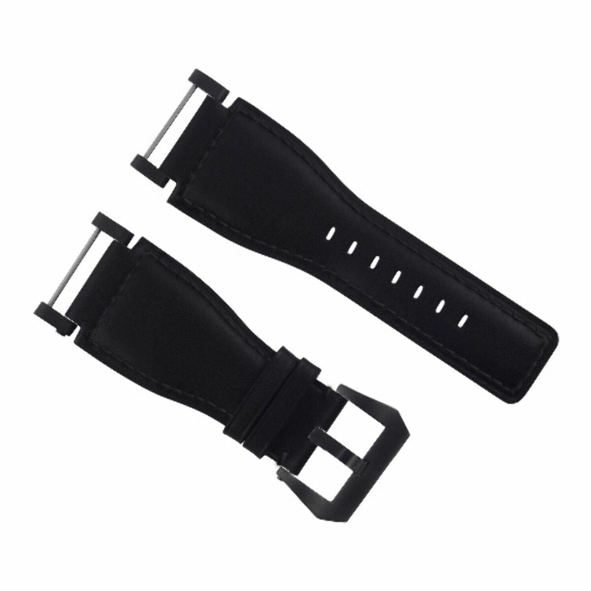 24MM GENUINE LEATHER WATCH BAND STRAP SMOOTH WITH BLACK ADAPTER FOR SUUNTO CORE, Black, view 3