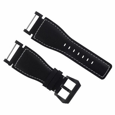 24MM GENUINE LEATHER WATCH BAND STRAP SMOOTH WITH BLACK ADAPTER FOR SUUNTO CORE