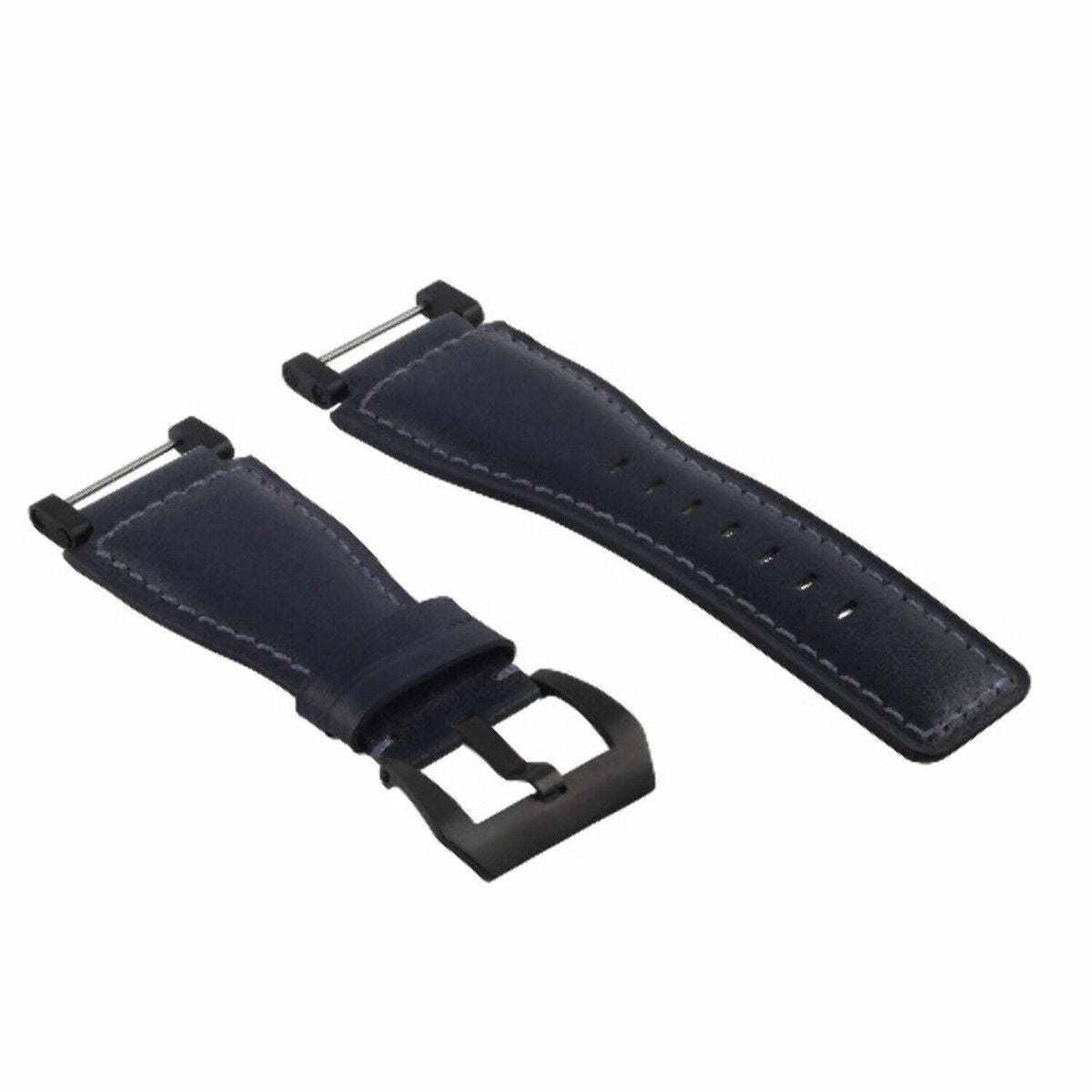 24MM GENUINE LEATHER WATCH BAND STRAP SMOOTH WITH BLACK ADAPTER FOR SUUNTO CORE, Blue, view 3