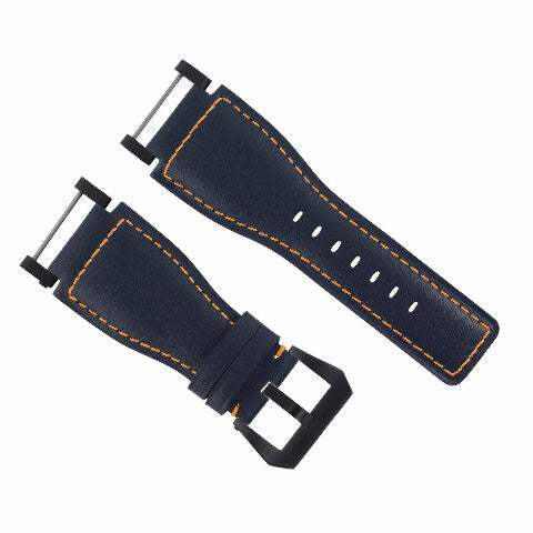 24MM GENUINE LEATHER WATCH BAND STRAP SMOOTH WITH BLACK ADAPTER FOR SUUNTO CORE