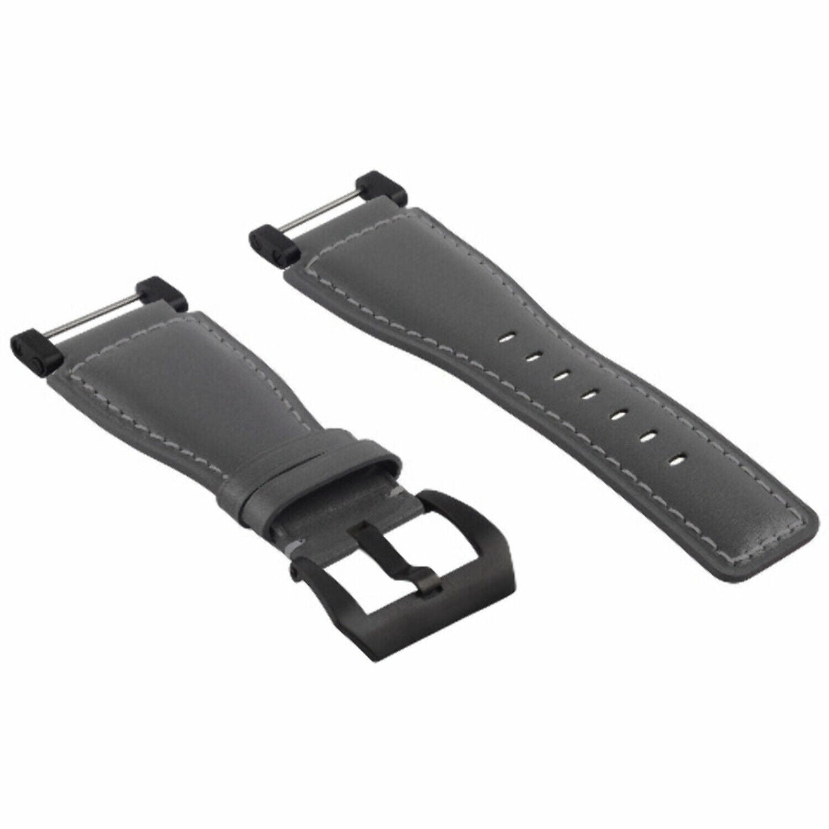 24MM GENUINE LEATHER WATCH BAND STRAP SMOOTH WITH BLACK ADAPTER FOR SUUNTO CORE, Gray, view 2