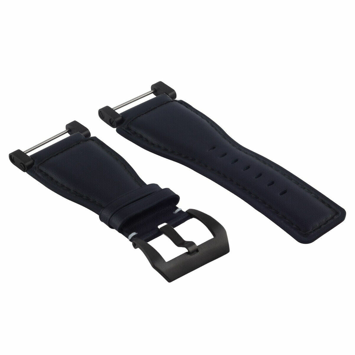24MM FOR SUUNTO CORE REPLACEMENT SMOOTH LEATHER WATCH BAND STRAP + BLACK PVD ADAPTER