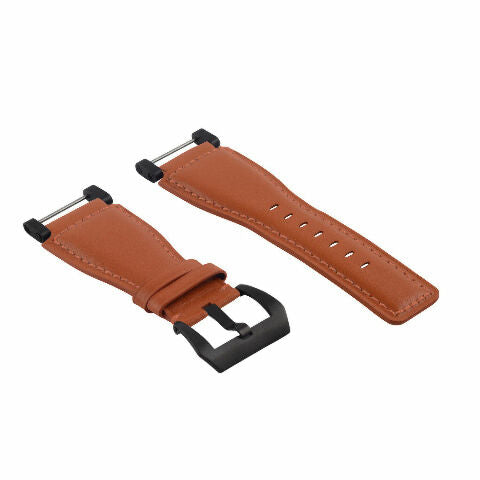 24MM GENUINE LEATHER WATCH BAND STRAP SMOOTH WITH BLACK ADAPTER FOR SUUNTO CORE