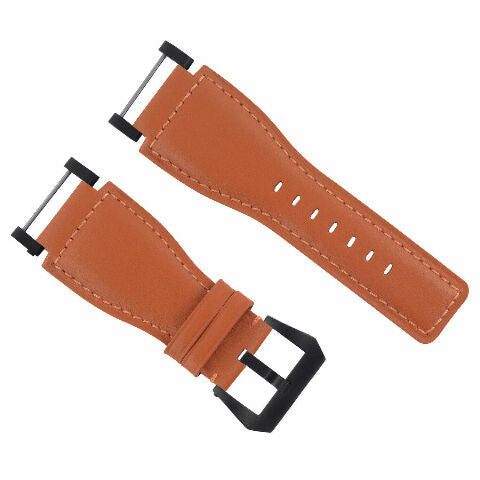 24MM GENUINE LEATHER WATCH BAND STRAP SMOOTH WITH BLACK ADAPTER FOR SUUNTO CORE