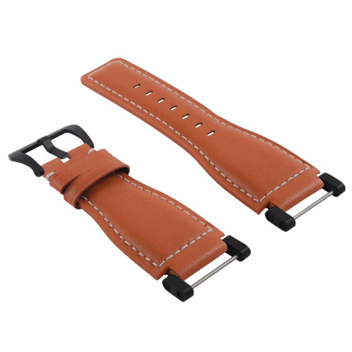 24MM FOR SUUNTO CORE REPLACEMENT SMOOTH LEATHER WATCH BAND STRAP + BLACK PVD ADAPTER