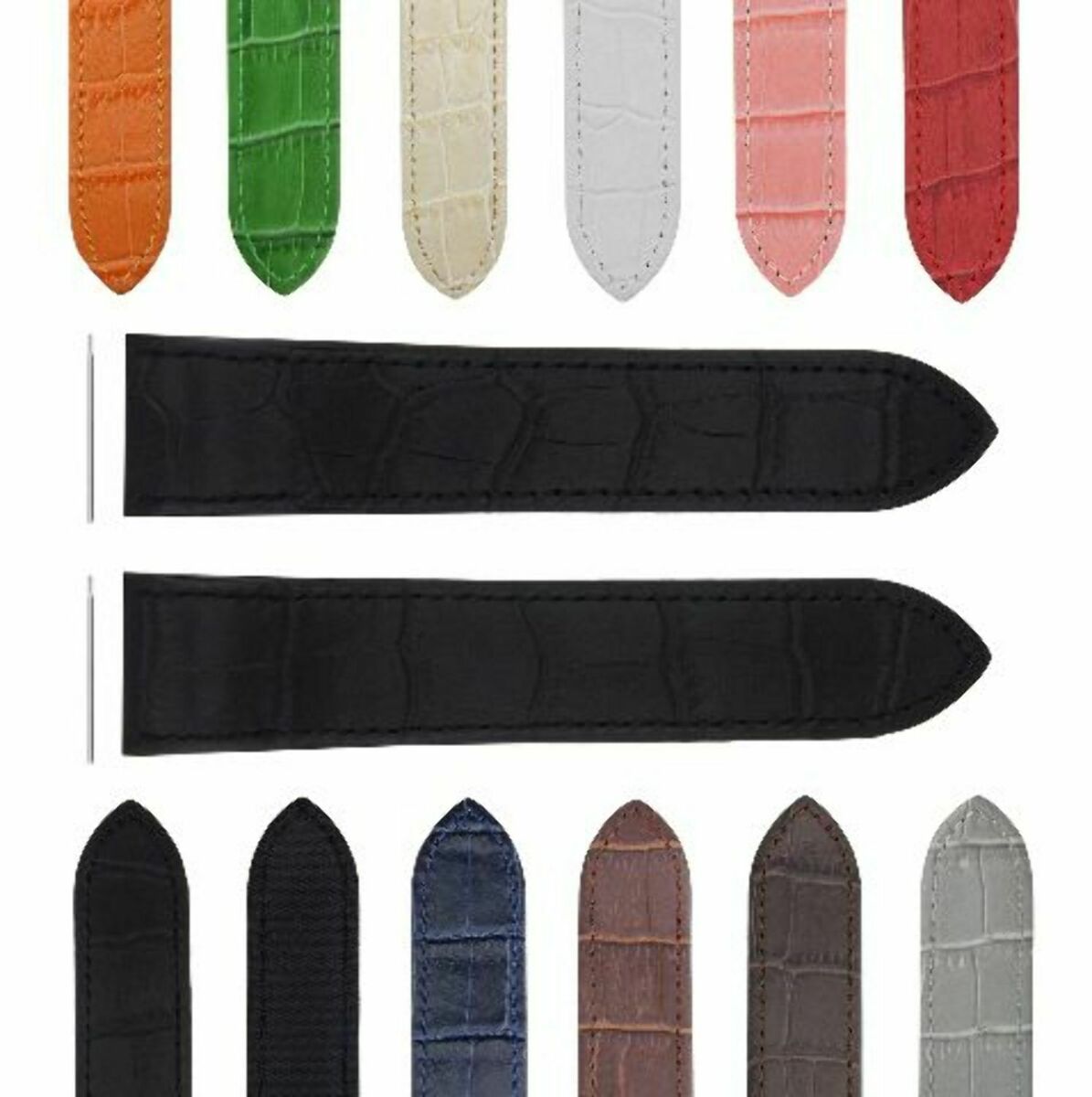 SCREW + 20-23-24.5MM ALLIGATOR GRAIN LEATHER STRAP FOR CARTIER SANTOS 100 XL