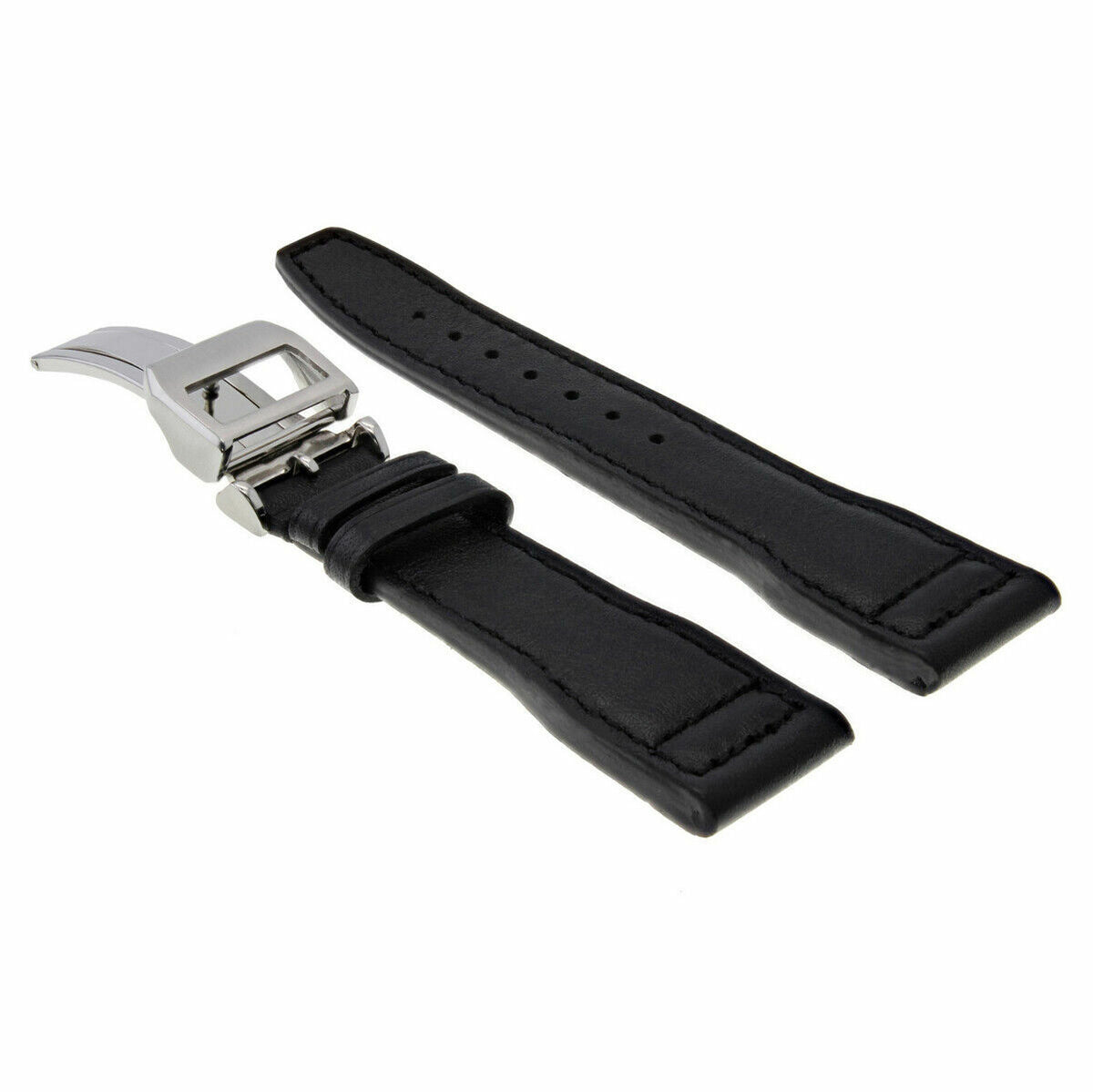 20-21-22-23MM LEATHER WATCH BAND STRAP FOR IWC PILOT PORTUGUESE TOP GUN + CLASP, Black, view 3