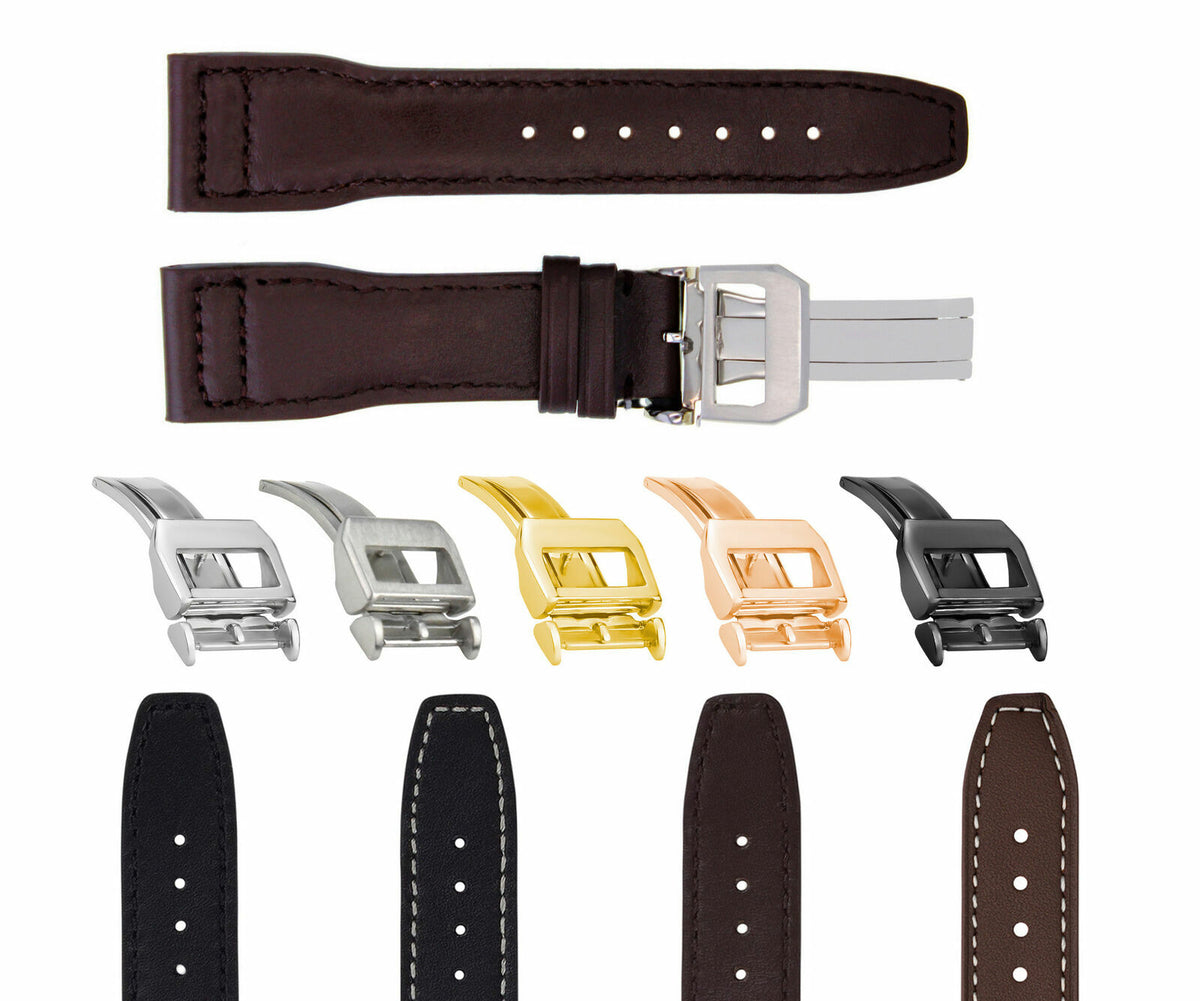 20-21-22-23MM LEATHER WATCH BAND STRAP FOR IWC PILOT PORTUGUESE TOP GUN + CLASP, Brown