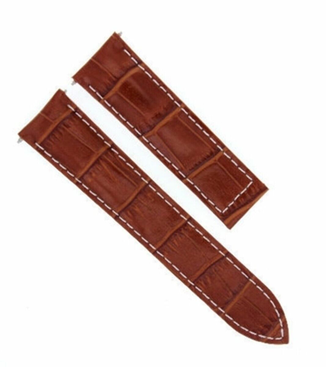 20MM REPLACEMENT LEATHER WATCH BAND STRAP FOR CARTIER TANK FRANCAISE 2564 WATCH, Tan with White Stitching