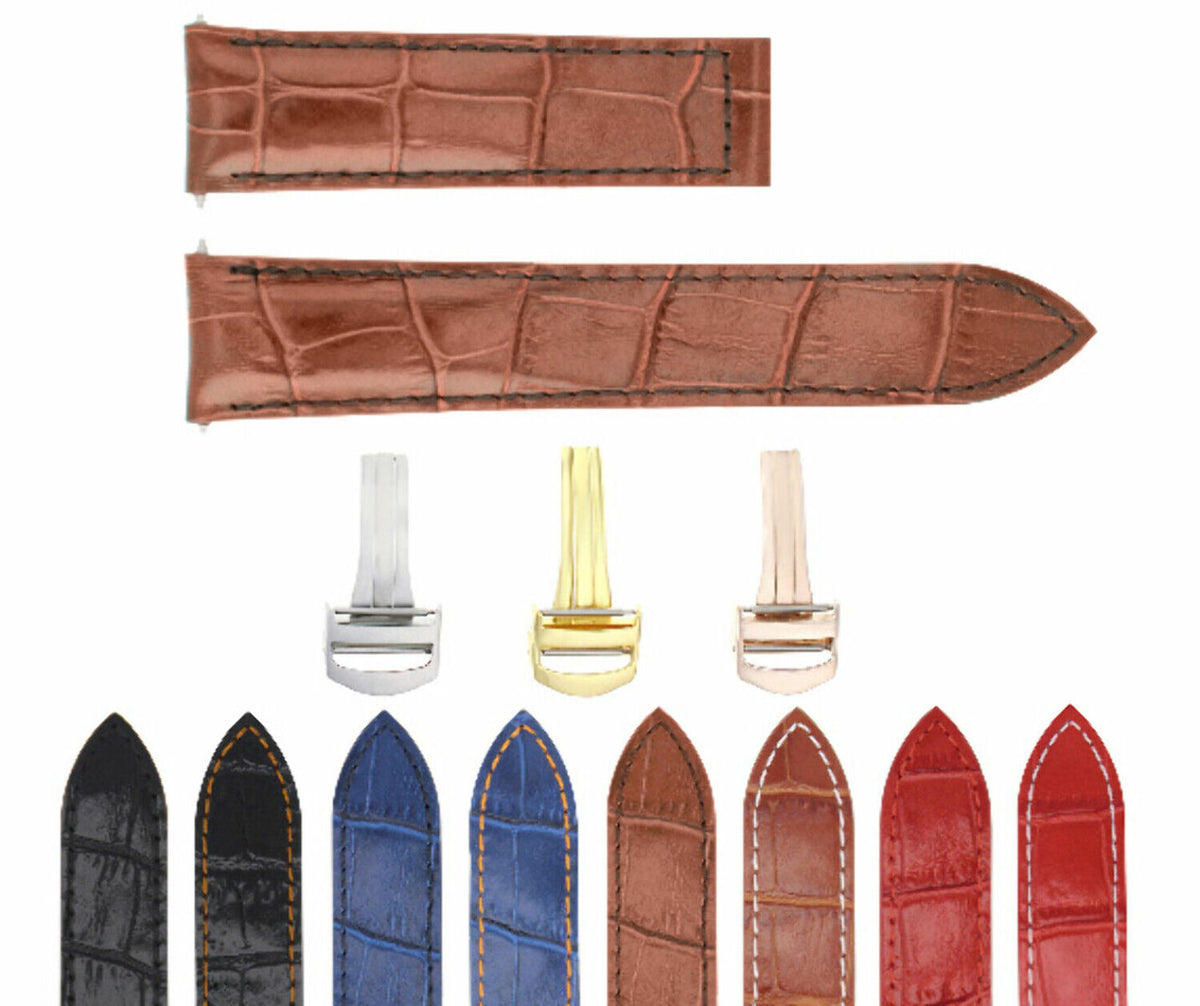 20MM Replacement Leather Watch Band Strap for Cartier Tank Francaise with Clasp
