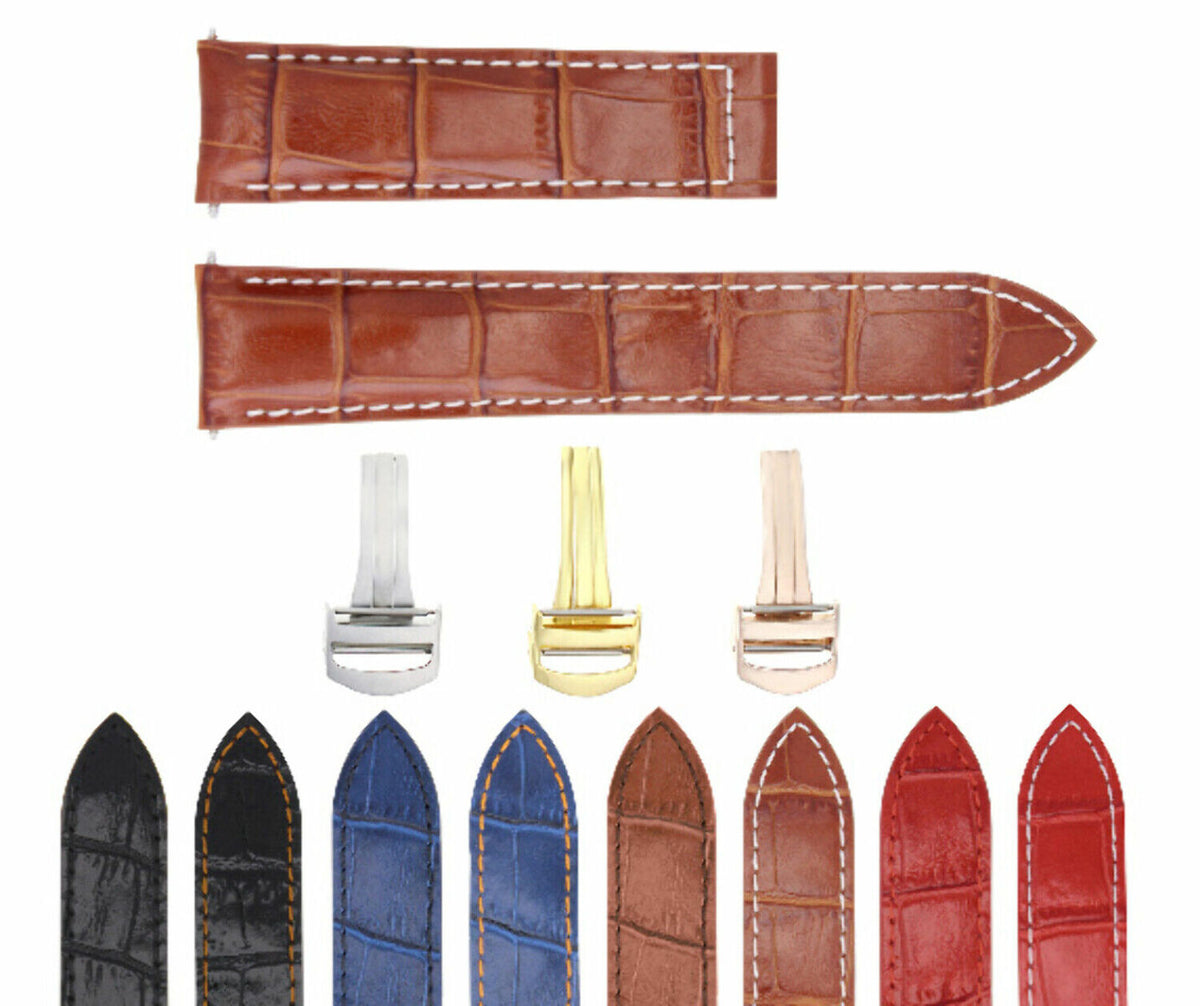 20MM Replacement Leather Watch Band Strap for Cartier Tank Francaise with Clasp