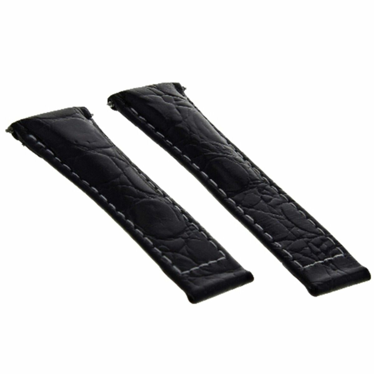 20MM CROC LEATHER WATCH BAND STRAP FOR ROLEX DAYTONA 16518,116519 SHORT MEDIUM, Black White Stitching (Regular), view 4