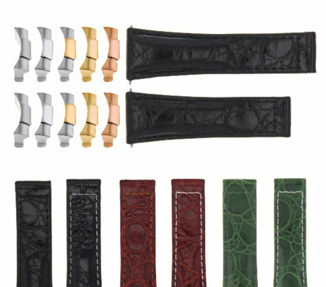 20MM CROCODILE LEATHER WATCH BAND STRAP ENDLINK FOR ROLEX DAYTONA 16518 116519