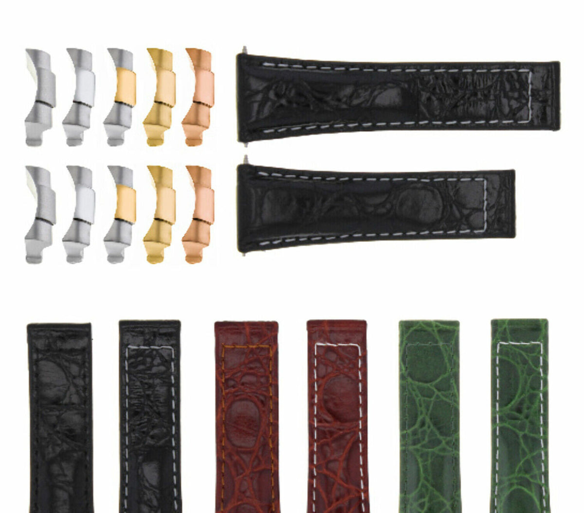 20MM Crocodile Leather Watch Band Strap Endlink for Rolex Daytona 16518 116519