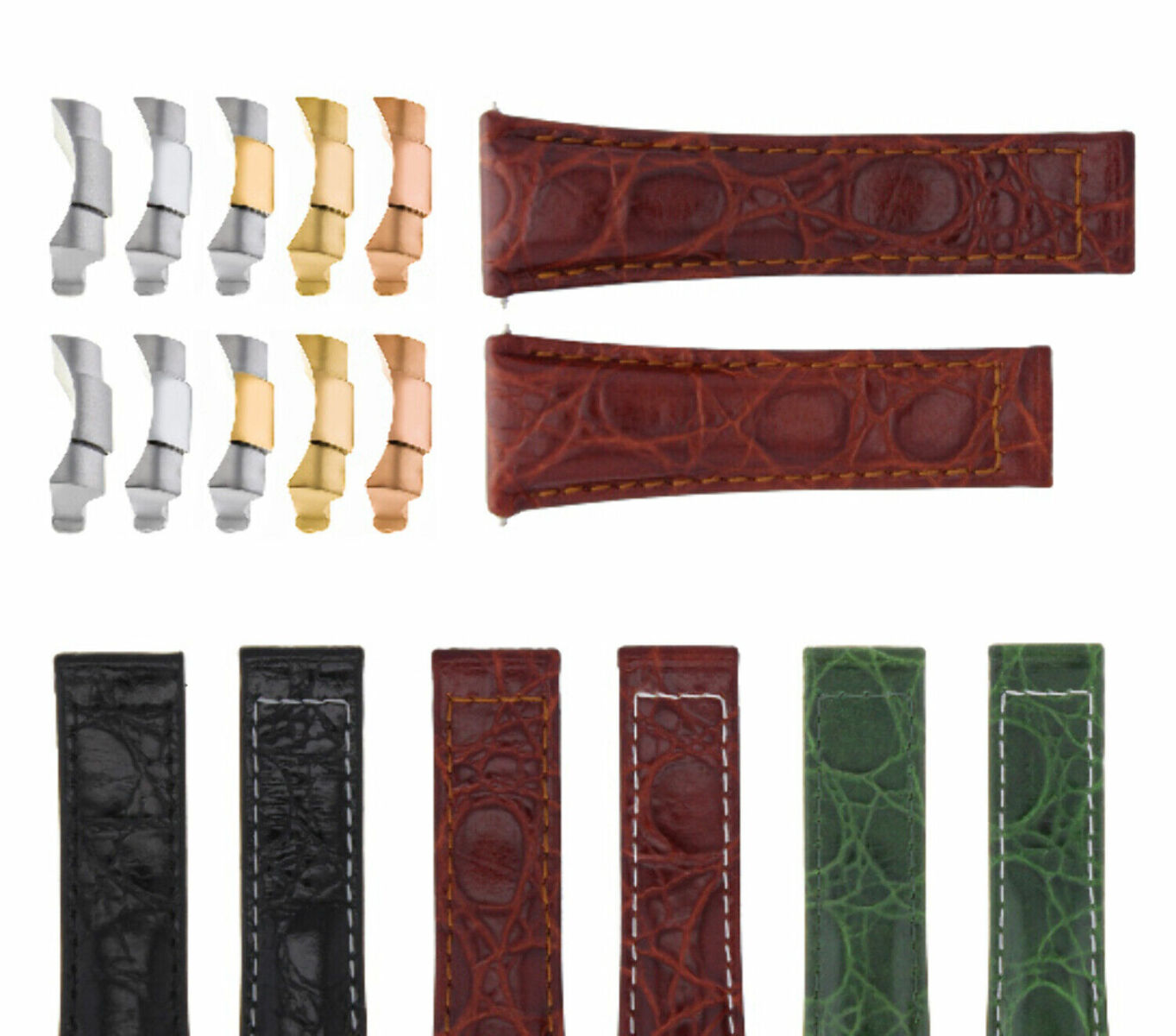 20MM CROCODILE LEATHER WATCH BAND STRAP ENDLINK FOR ROLEX DAYTONA 16518 116519