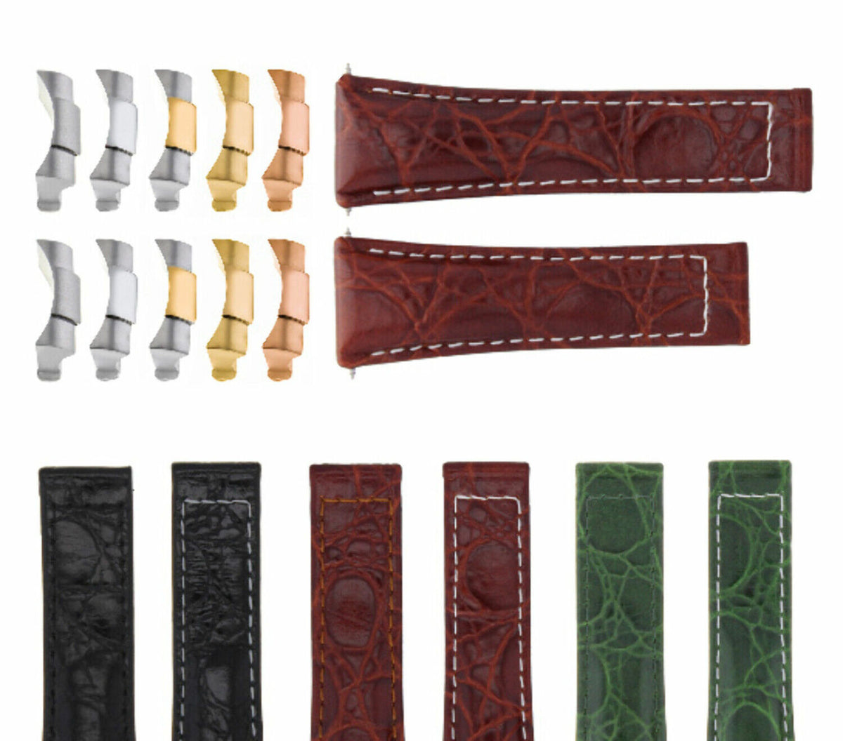 20MM Crocodile Leather Watch Band Strap Endlink for Rolex Daytona 16518 116519