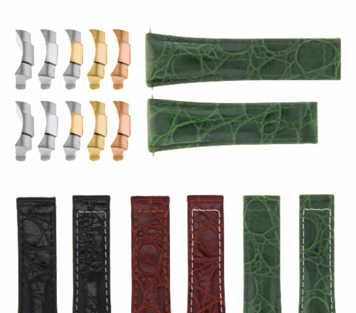 20MM Crocodile Leather Watch Band Strap Endlink for Rolex Daytona 16518 116519