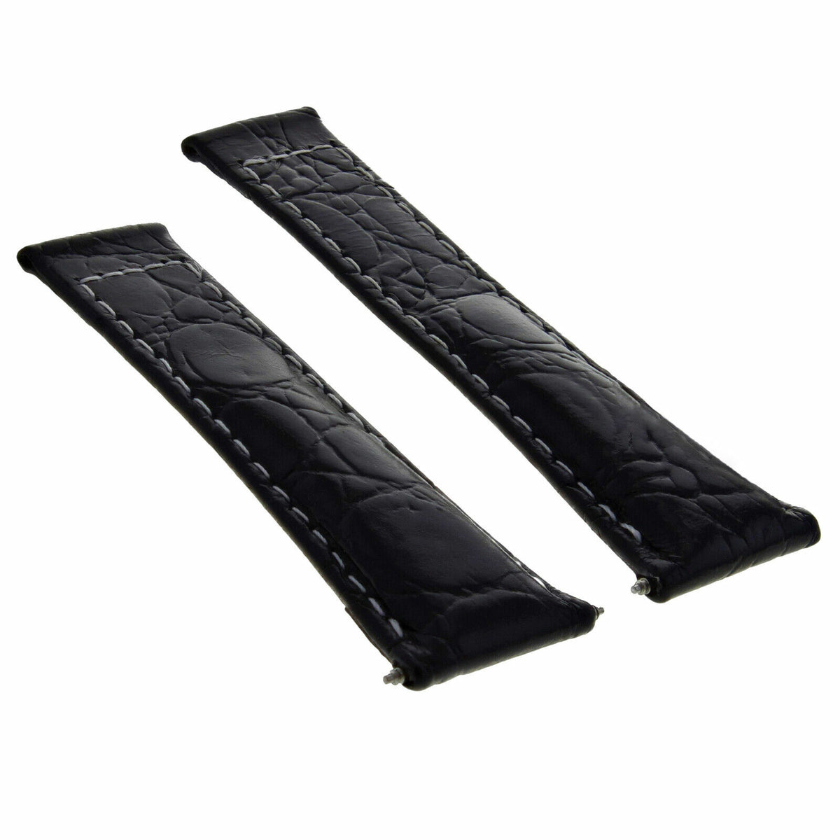 20MM LEATHER WATCH BAND STRAP WITH GOLD BUCKLE FOR ROLEX DAYTONA 16519 116520, Black White Stitching (Regular), view 4