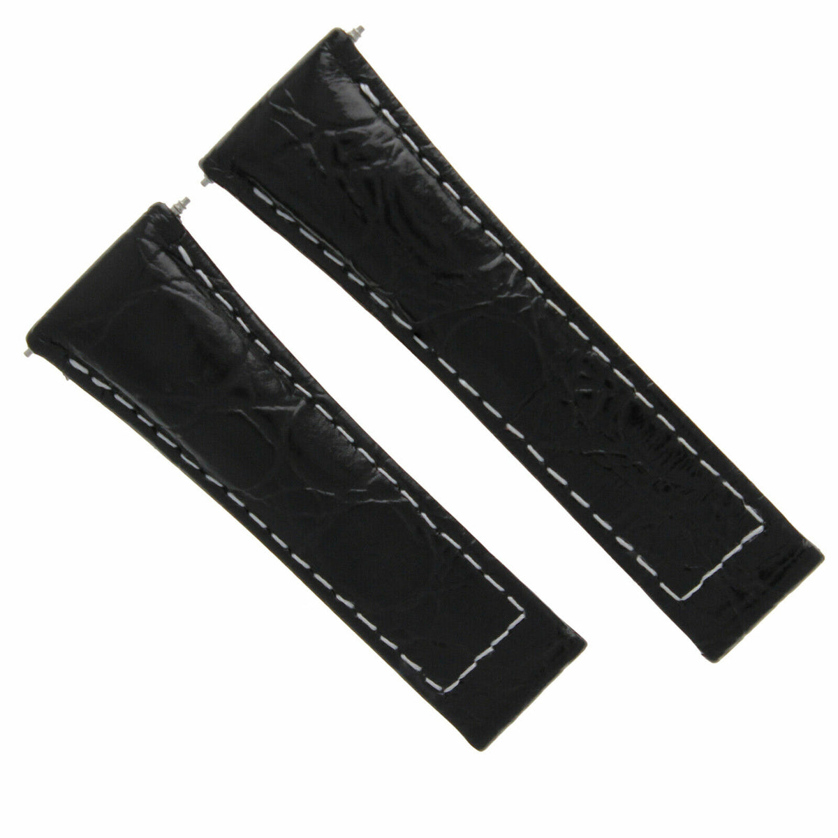 20MM GENUINE CROCODILE LEATHER WATCH BAND STRAP FOR ROLEX DAYTONA 16518 16519, Black White Stitching (Regular), view 2