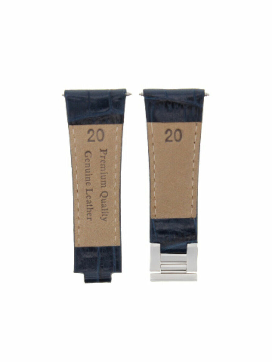 LEATHER WATCH BAND STRAP FOR ROLEX ZENITH MOVEMENT DAYTONA 16518 16519 16520, Blue, front view