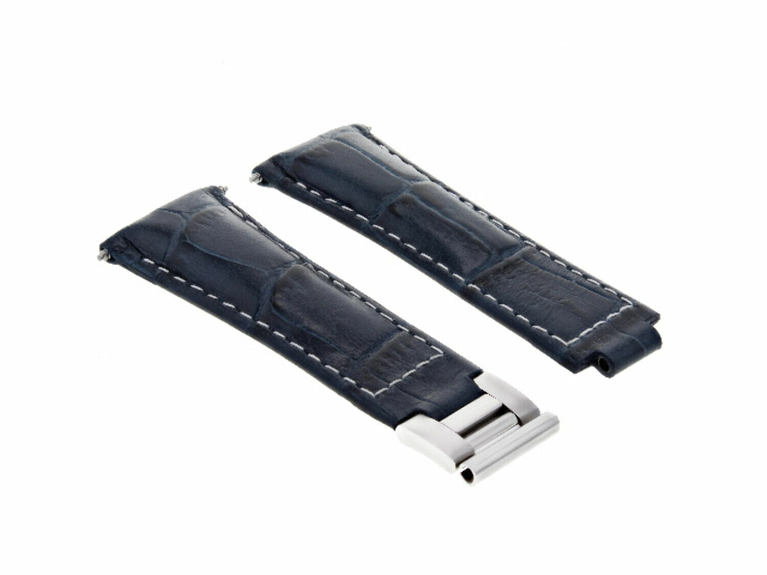 LEATHER WATCH BAND STRAP FOR ROLEX ZENITH MOVEMENT DAYTONA 16518 16519 16520, Blue with White Stitching, view 4