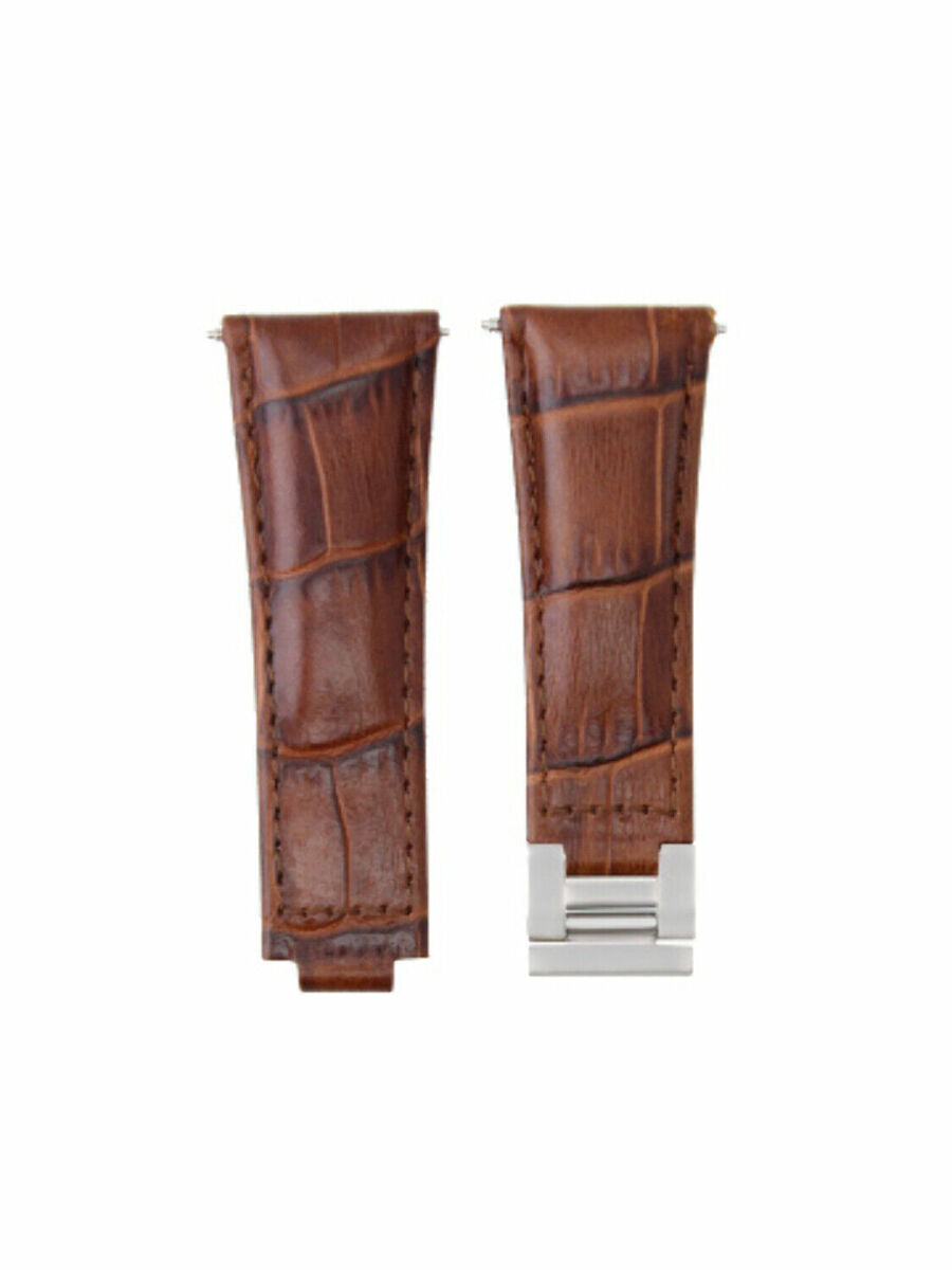 LEATHER WATCH BAND STRAP FOR ROLEX ZENITH MOVEMENT DAYTONA 16518 16519 16520, Light Brown (Regular)