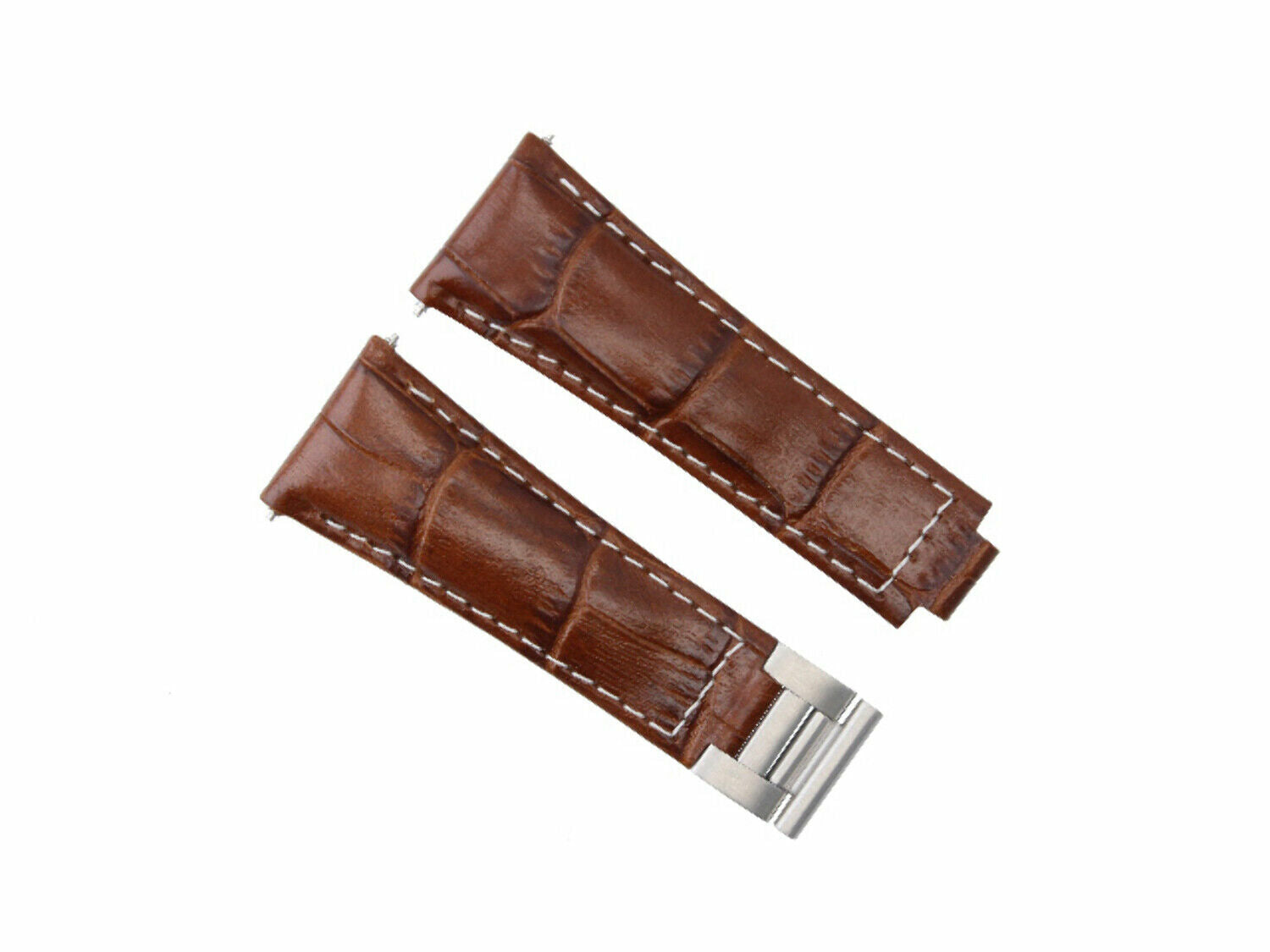 LEATHER WATCH BAND STRAP FOR ROLEX ZENITH MOVEMENT DAYTONA 16518 16519 16520, Dk Brown White Stitching (Regular), view 2