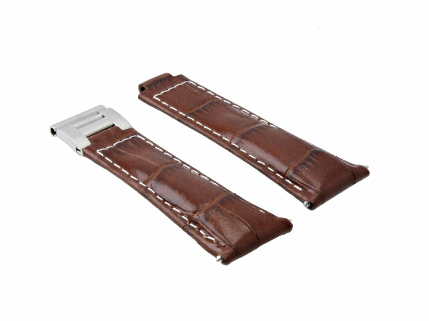 LEATHER WATCH BAND STRAP FOR ROLEX ZENITH MOVEMENT DAYTONA 16518 16519 16520, Dk Brown White Stitching (Regular), view 3