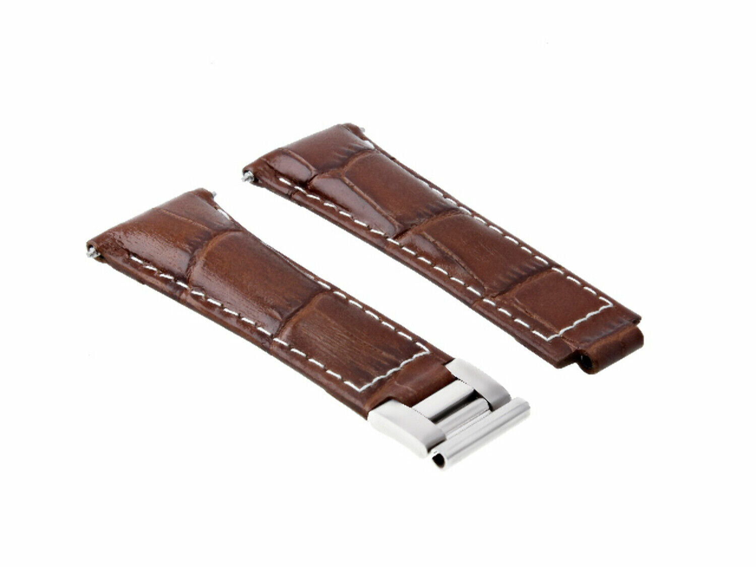 LEATHER WATCH BAND STRAP FOR ROLEX ZENITH MOVEMENT DAYTONA 16518 16519 16520, Dk Brown White Stitching (Regular), view 4