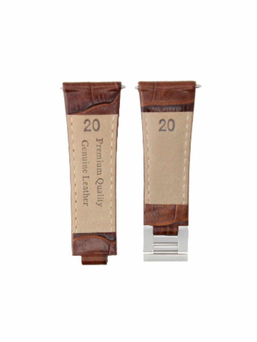LEATHER WATCH BAND STRAP FOR ROLEX ZENITH MOVEMENT DAYTONA 16518 16519 16520, Dk Brown White Stitching (Regular), front view