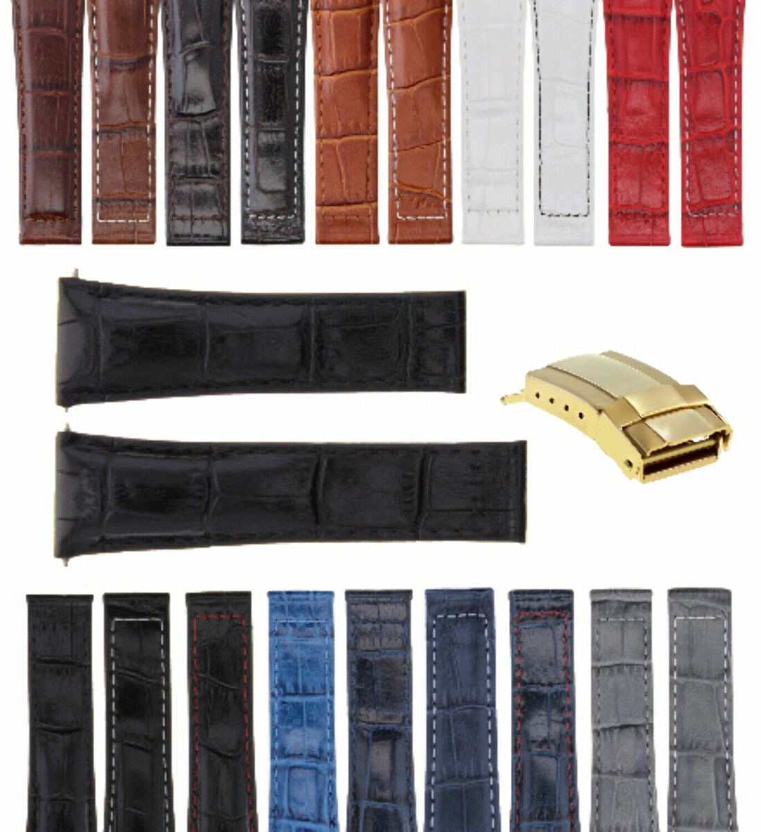 20MM LEATHER BAND STRAP FOR ROLEX DAYTONA 16519 116520/23 SHORT MEDIUM LONG GOLD