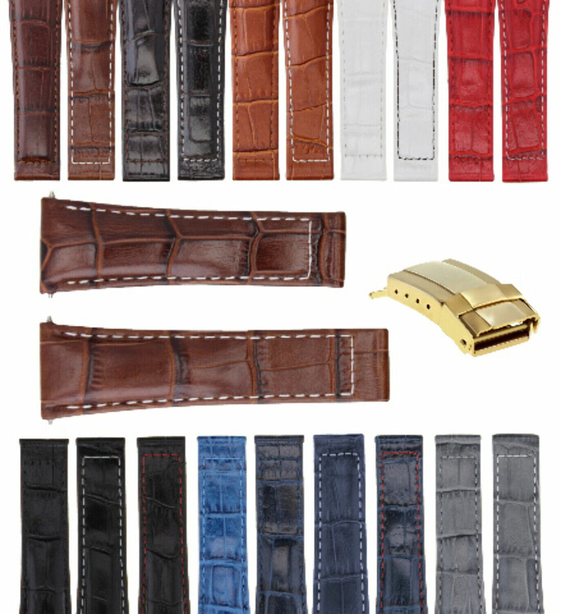 20MM LEATHER BAND STRAP FOR ROLEX DAYTONA 16519 116520/23 SHORT MEDIUM LONG GOLD